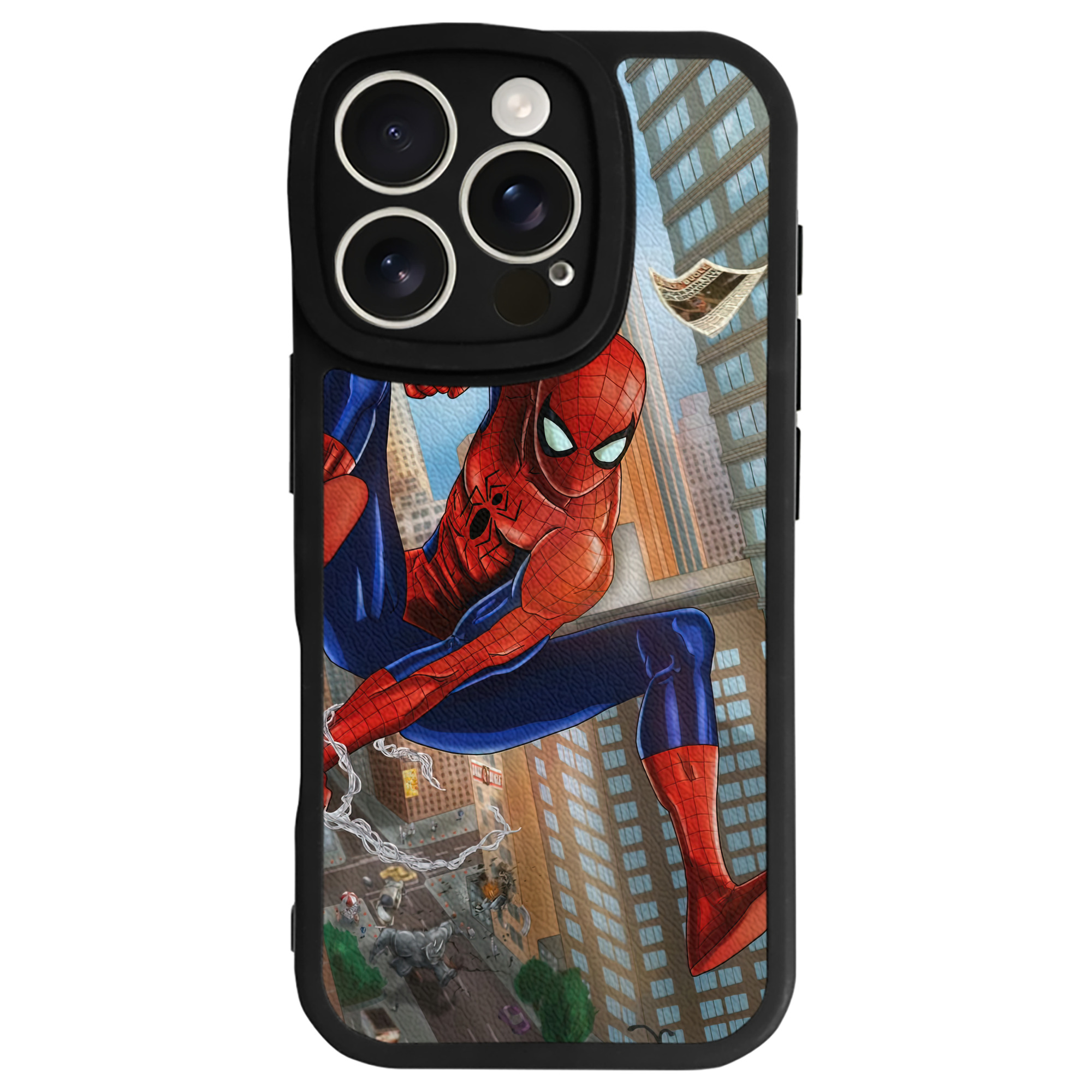 （画像用） Spider Man スパイダーマン 【iPhone 16シリーズ対応】シリコンスマホケース（レザー調） 材質：シリコン